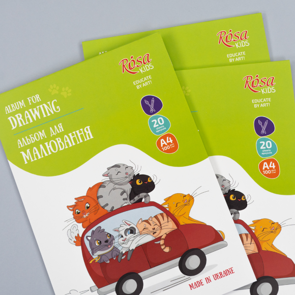 Альбом-склейка для рисования Cats in the Car А4 100г/м2 20л ROSA Kids Альбом-склейка для рисования Cats in the Car А4 100г/м2 20л ROSA Kids