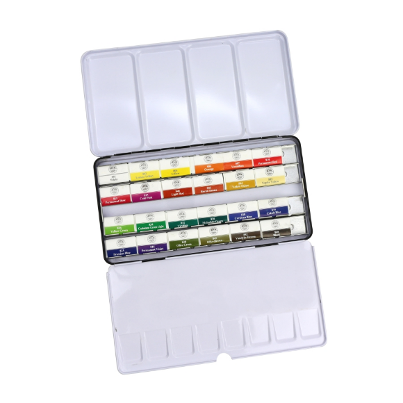 Набор акварельных красок GALLERY в металлическом пенале 24цв кювета MUNGYO