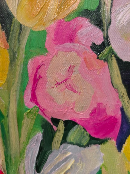 Painting Tulips, artist Nina Lytvyn