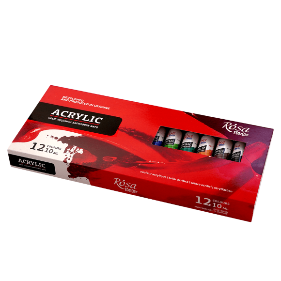 Набор акриловых красок 12х10мл ROSA Studio Набор акриловых красок 12х10мл ROSA Studio