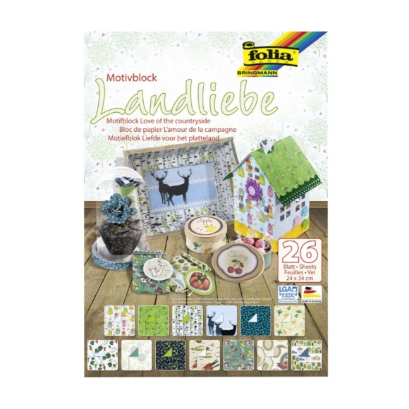 Набор дизайнерской бумаги Люблю страну 26шт 24х34см Folia