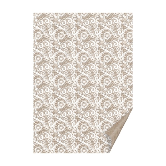 Бумага с рисунком "Кружево" А4(21х29,7см) Крафт двусторонний 220г/м2 Heyda