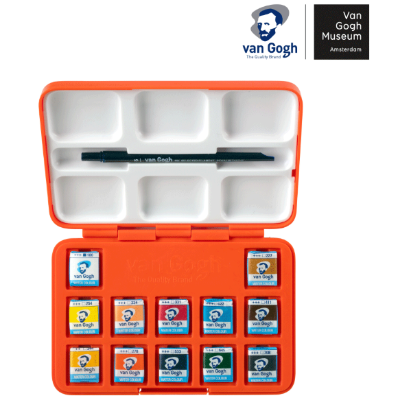 Набор акварельных красок Van Gogh Museum 12 кювет+кисти пластик Royal Talens