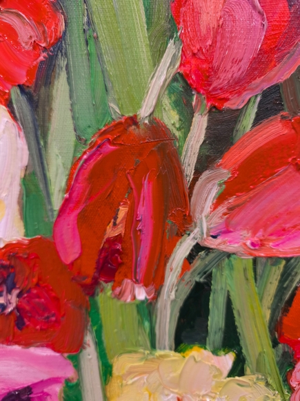 Painting Tulips, artist Nina Lytvyn