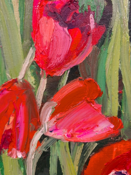 Painting Tulips, artist Nina Lytvyn