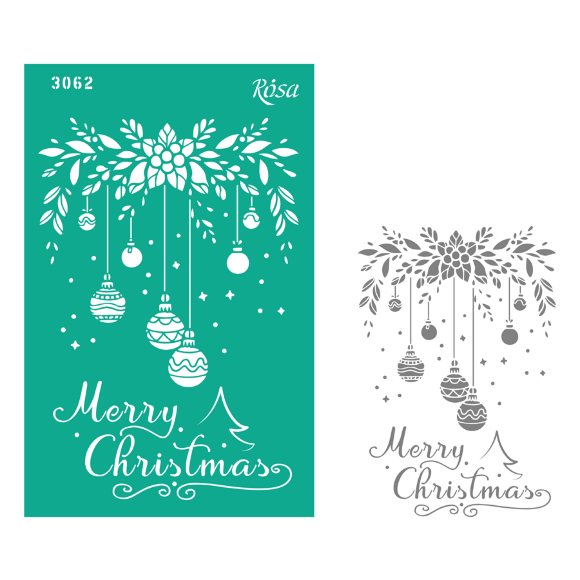 Трафарет многоразовый самоклеящийся №3062 Элементы и надписи 13х20см серия Новый год ROSA TALENT