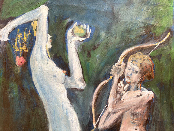 Акварель Тень матери Амура и Эрота, художник Павлов Виктор