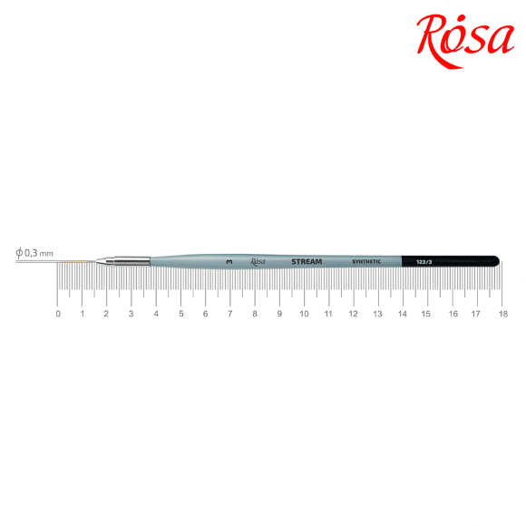 Кисть синтетика круглая лайнер STREAM 123/3 №1 короткая ручка ROSA