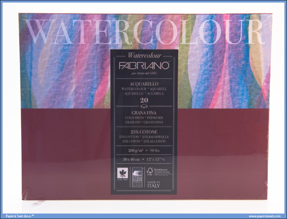 Склейка-блок для акварели Watercolor A3 (29,7х42 см) 200г/м2 20л среднее зерно Fabriano Склейка-блок для акварели Watercolor A3 (29,7х42 см) 200г/м2 20л среднее зерно Fabriano