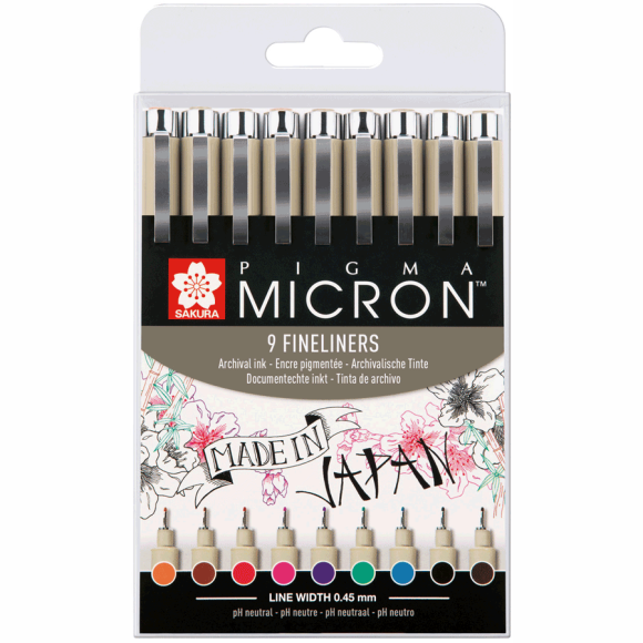PIGMA MICRON 9-Piece Liner Set, Multicolor, Sakura