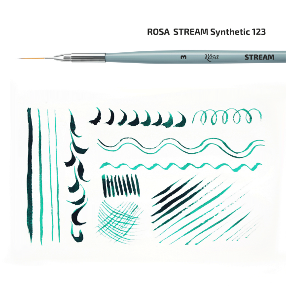 Кисть синтетика круглая лайнер STREAM 123/5 №1 короткая ручка ROSA