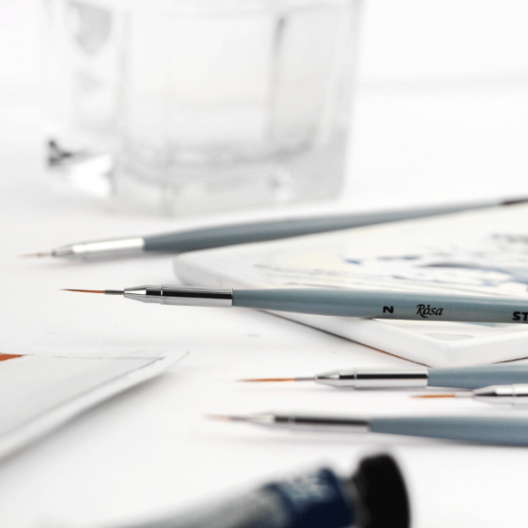 Кисть синтетика круглая лайнер STREAM 123/5 №1 короткая ручка ROSA