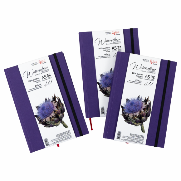 Блокнот для акварели Unica by Fabriano А5 250г/м2 32 л бумага белая Фиолетовая ROSA Gallery Блокнот для акварели Unica by Fabriano А5 250г/м2 32 л бумага белая Фиолетовая ROSA Gallery