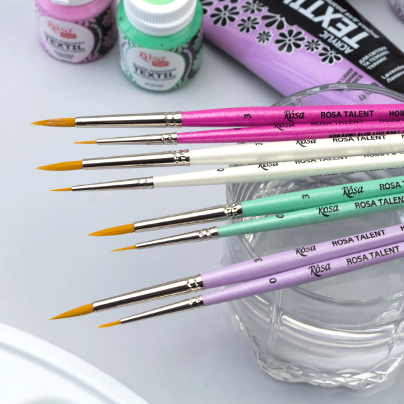 Кисть синтетика круглая ДЛЯ ДЕКОРА HOBBY & CRAFT 0 короткая ручка ROSA TALENT Кисть синтетика круглая ДЛЯ ДЕКОРА HOBBY & CRAFT 0 короткая ручка ROSA TALENT