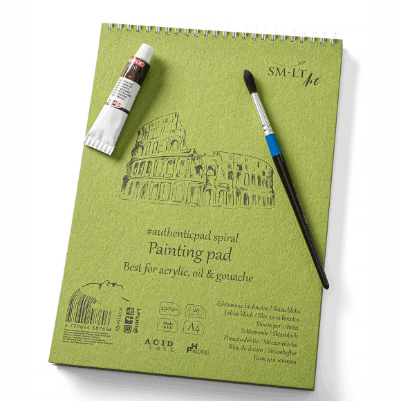 Альбом для акрилу та олії на спіралі AUTHENTIC (DRAWING) А3 290г/м2 20л білий папір SM-LT Art