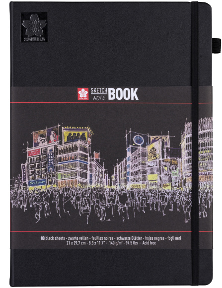 Блокнот Sakura Sketch 21х29 7 см 140 г/м2 80 л черный Sakura