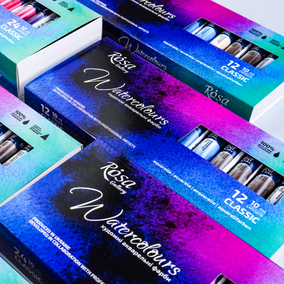Набор акварельных красок CLASSIC картонный пенал 12цв. х 10мл туба ROSA Gallery Набор акварельных красок CLASSIC картонный пенал 12цв. х 10мл туба ROSA Gallery