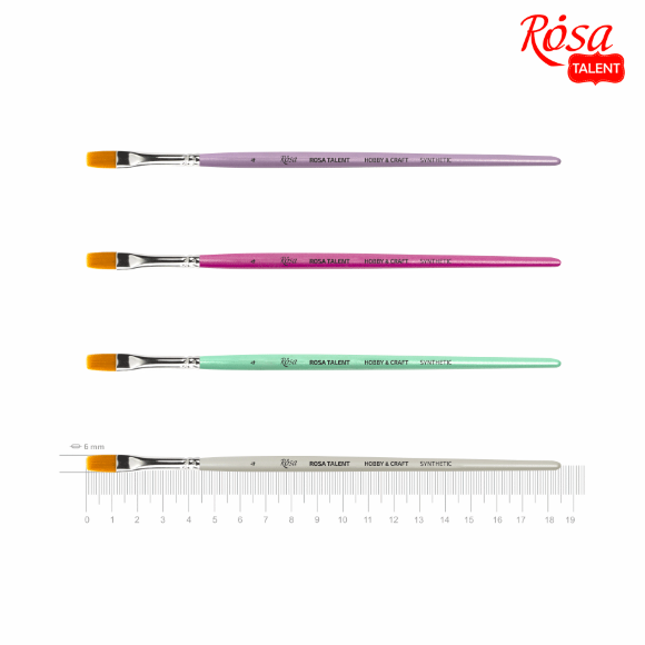 Кисть синтетика плоская HOBBY&CRAFT №4 для декора короткая ручка ROSA Talent