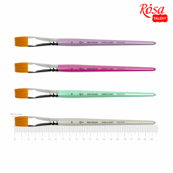 Кисть синтетика плоская HOBBY&CRAFT №4 для декора короткая ручка ROSA Talent
