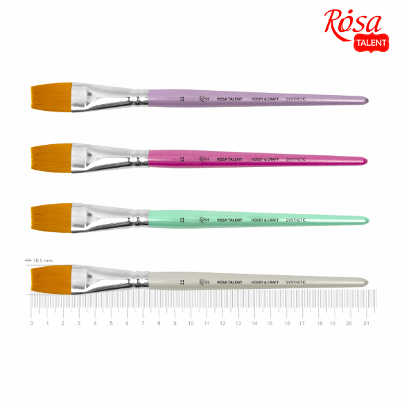 Кисть синтетика плоская HOBBY&CRAFT №4 для декора короткая ручка ROSA Talent