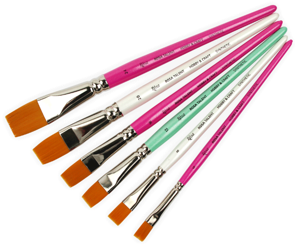 Кисть синтетика плоская HOBBY&CRAFT №4 для декора короткая ручка ROSA Talent