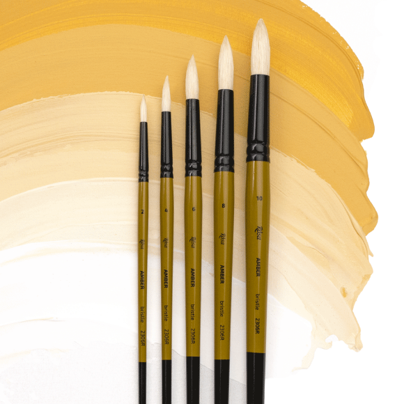 Кисть щетина круглая AMBER 2306R №1 длинная ручка ROSA Кисть щетина круглая AMBER 2306R №1 длинная ручка ROSA