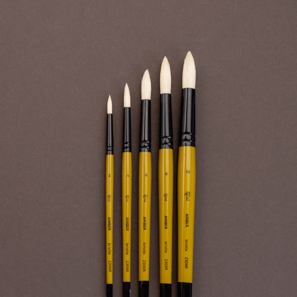 Кисть щетина круглая AMBER 2306R №1 длинная ручка ROSA Кисть щетина круглая AMBER 2306R №1 длинная ручка ROSA