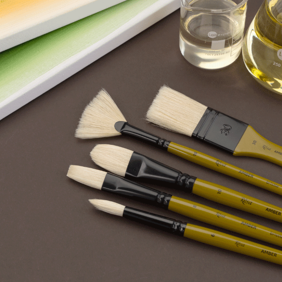 Кисть щетина круглая AMBER 2306R №1 длинная ручка ROSA Кисть щетина круглая AMBER 2306R №1 длинная ручка ROSA