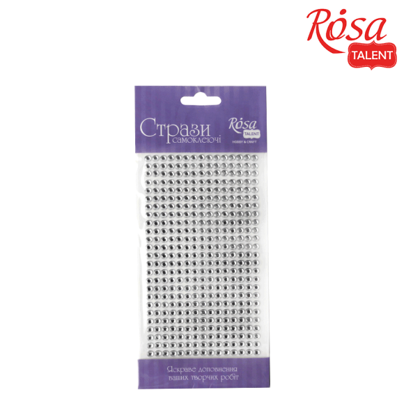 Self-adhesive silver rhinestones, 5mm, 375 pieces, ROSA Talent Self-adhesive silver rhinestones, 5mm, 375 pieces, ROSA Talent