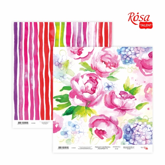 Бумага для скрапбукинга „Floral Poem“ 14 двухсторонняя 30,48х30,48см 200г/м2 ROSA TALENT