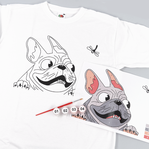 Набор футболка-раскраска Мопс хлопок 100% размер S ROSA Talent Набор футболка-раскраска Мопс хлопок 100% размер S ROSA Talent