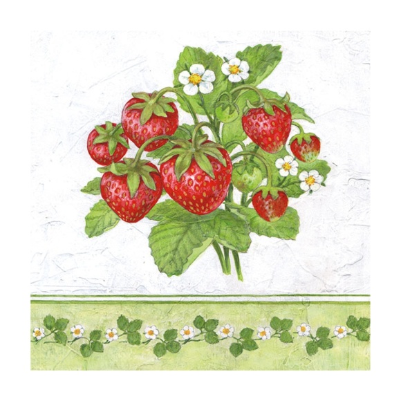 Декуражные салфетки "Клубника" 33х33см 18,5г/м2 20шт Ambiente