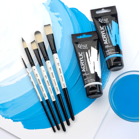 Кисть синтетика плоская BREEZE 1226F №00 короткая ручка ROSA