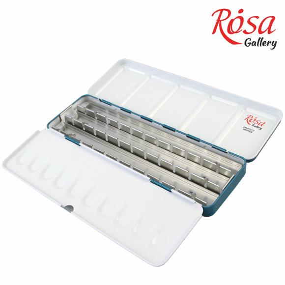 Пенал для акварельных красок Бирюза 21 кювета ROSA Gallery
