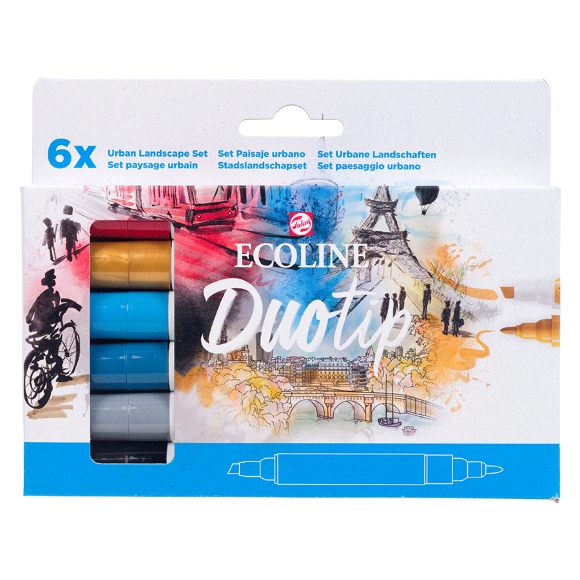 Набор акварельных двухсторонних маркеров ECOLINE DUO TIP Urban Landscape 6шт Royal Talens