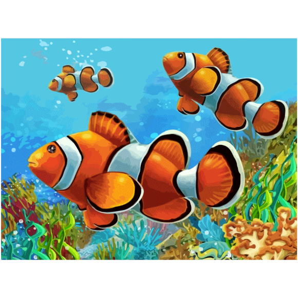 Полотно на картоне с контуром Коралловые рыбки 30х40 хлопок акрил ROSA START Полотно на картоне с контуром Коралловые рыбки 30х40 хлопок акрил ROSA START