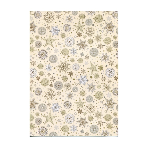 Бумага с рисунком "Новогодние снежинки" А4(21х29,7см) Золотая 300г/м2 Heyda