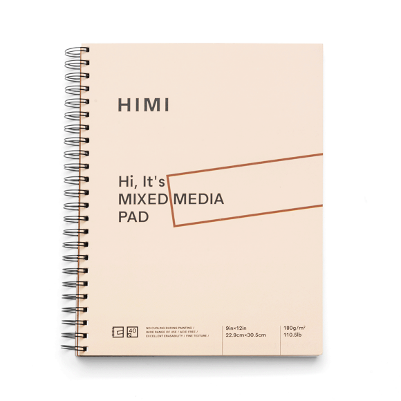 Блокнот на спирали Mixed Media, 22,9х30,5см, 180г/м2, 40л, HIMI