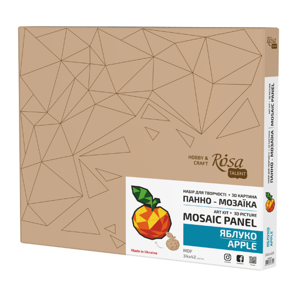 Набор для творчества 3D картина панно-мозаика Яблоко МДФ 34х42см ROSA Talent