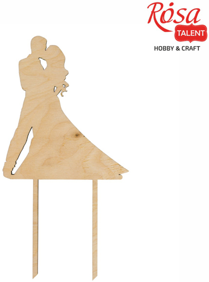 Заготовка топер на торт "Молодожены" фанера 12,5х23,5см ROSA TALENT