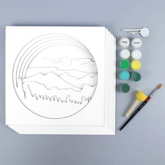 Набор картина 3D "Пейзаж. Горы 2" МДФ грунтованное 7 слоев 30х30см ROSA TALENT