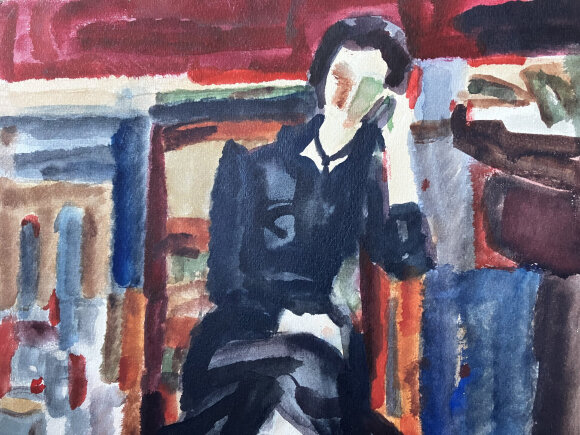 Watercolor Girl in the Studio, artist Bukharov - sold