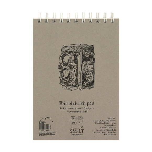 Альбом для эскизов на спирали А5 AUTHENTIC (Bristol) А5 (14,8х21 см) 185г/м2 30л белая и гладкая бумага SM-LT Art