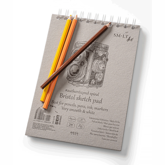 Альбом для эскизов на спирали А5 AUTHENTIC (Bristol) А5 (14,8х21 см) 185г/м2 30л белая и гладкая бумага SM-LT Art