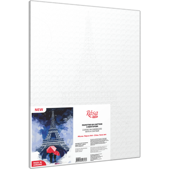 Полотно на картоне с контуром Города Париж 4 30х40 хлопок акрил ROSA START Полотно на картоне с контуром Города Париж 4 30х40 хлопок акрил ROSA START
