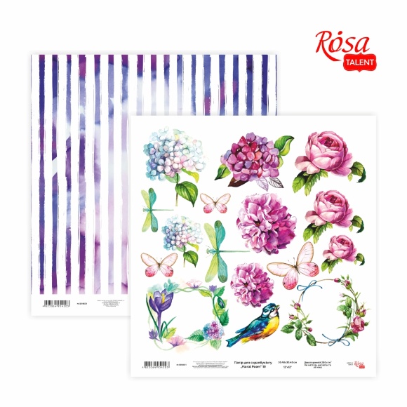 Бумага для скрапбукинга „Floral Poem“ 19 двухсторонняя 30,48х30,48см 200г/м2 ROSA TALENT