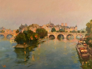 Painting The Night Lights of Paris, artist Volodymyr Kolesnyk