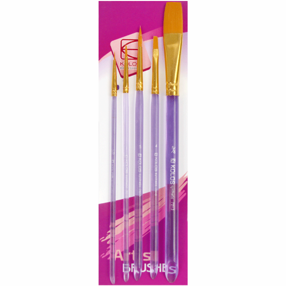 Набор кистей 7013 синтетика круглаг/плоская 3/2шт KOLOS