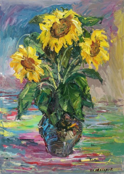 Painting Still life with sunflowers, artist Makarov Viktor