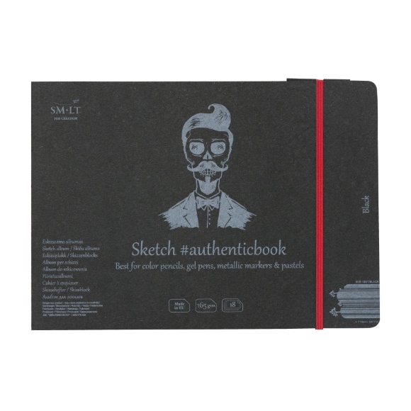 Альбом для рисунка AUTHENTIC А5 (24,5х17 6 см) 165г/м2 18л черная бумага SM-LT Art Альбом для рисунка AUTHENTIC А5 (24,5х17 6 см) 165г/м2 18л черная бумага SM-LT Art